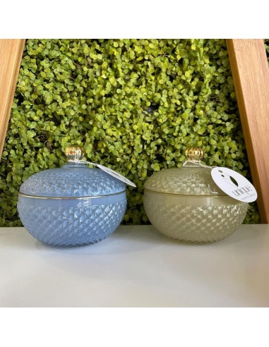 Scatola portaoggetti Diamond in Vetro azzurro polvere Jutta Maison