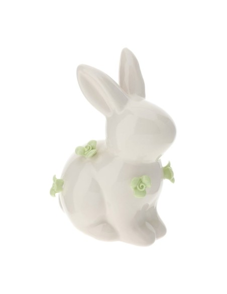 Coniglio bianco con fiori verdi Hervit