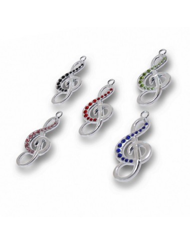 Gadget Chiave di Violino in metallo cromato con strass colorati Greenford
