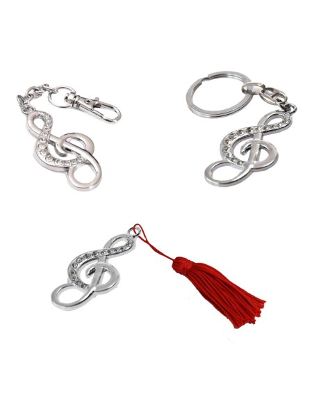 Gadget Chiave di Violino in metallo cromato con strass Greenford