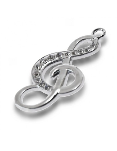 Gadget Chiave di Violino in metallo cromato con strass Greenford