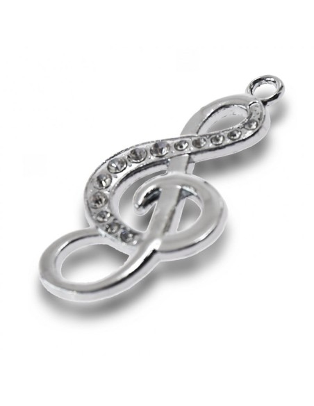 Gadget Chiave di Violino in metallo cromato con strass Greenford