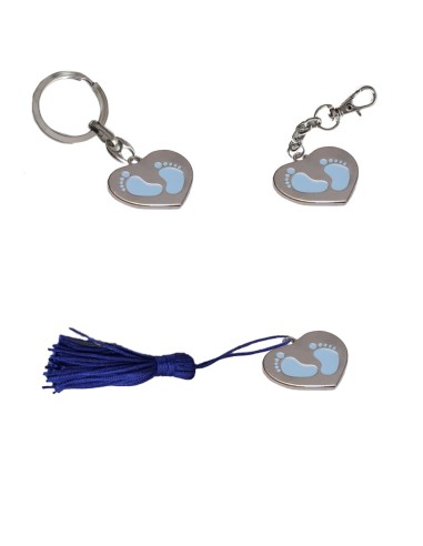 Gadget Cuore piedini nascita azzurro in metallo smaltato Greenford