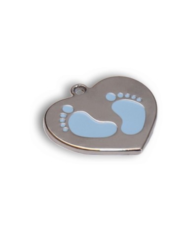 Gadget Cuore piedini nascita azzurro in metallo smaltato Greenford