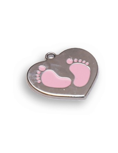 Gadget Cuore piedini nascita rosa in metallo smaltato Greenford