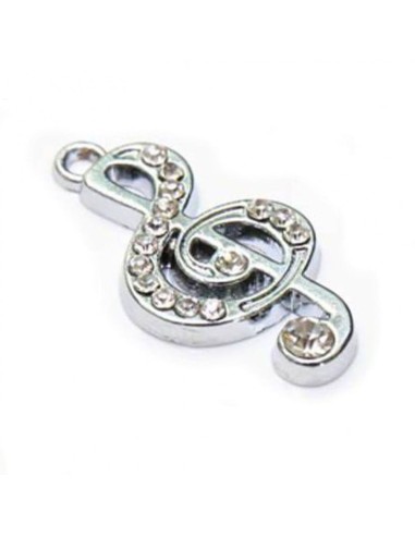 Gadget Chiave di violino in metallo cromato con strass Greenford