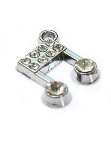 Gadget mini nota musicale in metallo cromato con strass Greenford