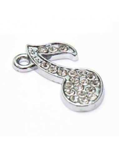 Gadget mini nota musicale in metallo cromato con strass Greenford