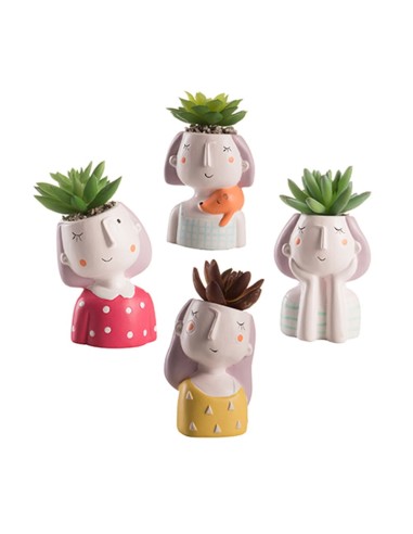 Vaso mini girl con piantina sintetica Montemaggi
