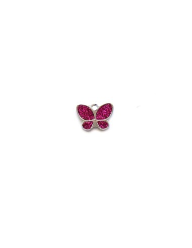 Gadget farfallina glitterata rosa in metallo cromato Greenford