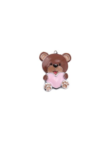 Gadget orsetto cuore rosa in metallo smaltato Greenford