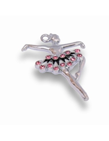 Gadget Ballerina in metallo cromato con strass rosa Greenford
