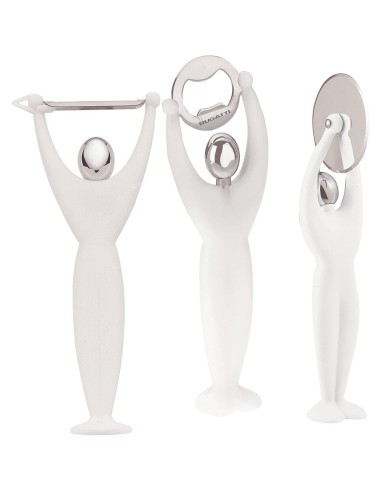 Set Pelatutto Apribottiglie e Tagliapizza Gym bianco Bugatti