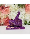 Scultura mano Mi Piace viola con schizzi Amagè