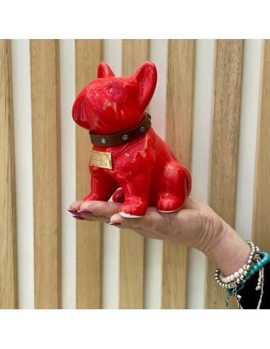 Bulldog Rosso in Ceramica Dipinto a Mano Tom Ch