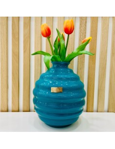 Vaso in vetro ottanio Venezia H.21 Cm Tom Ch
