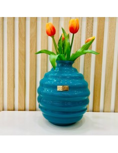 Vaso in vetro ottanio Venezia H.21 Cm Tom Ch 2