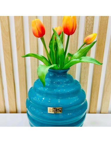 Vaso in vetro ottanio Venezia H.21 Cm Tom Ch