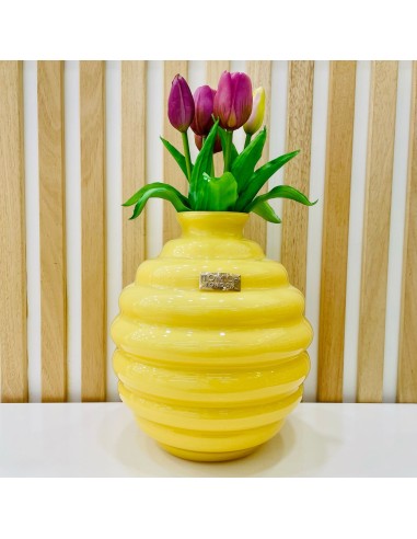 Vaso in vetro giallo Venezia H.21 Cm Tom Ch