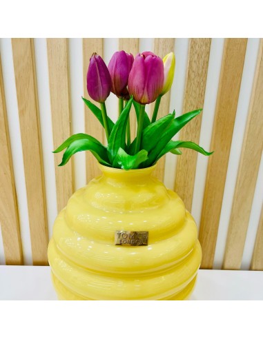 Vaso in vetro giallo Venezia H.21 Cm Tom Ch