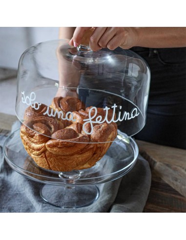 Alzata con Campana Vetro Trasparente per dolci Solo una Fettina Simple Day 24,5 cm