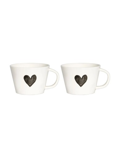 Set 2 Tazze Colazione con Cuore Grigio Simple Day 580 ml