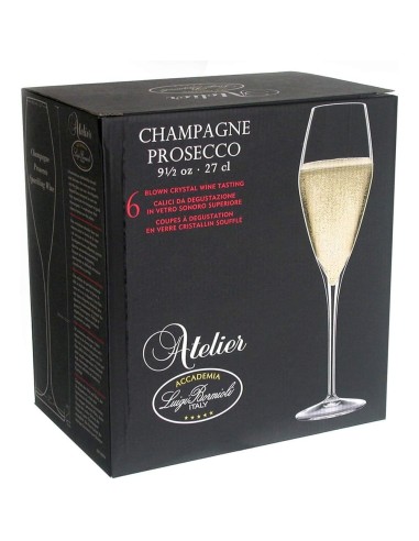 Set 6 Bicchieri Prosecco Champagne Trasparenti Atelier Bormioli 27 cl