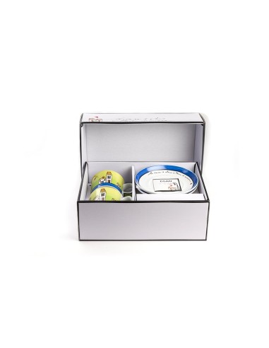 Set 2 Tazze da Colazione con Piattino Blu e Verde Le Casette Egan 340 ml