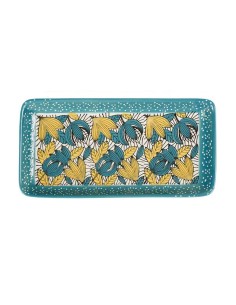 Vassoio rettangolare in porcellana 25x12 Cm. turchese Sema Design