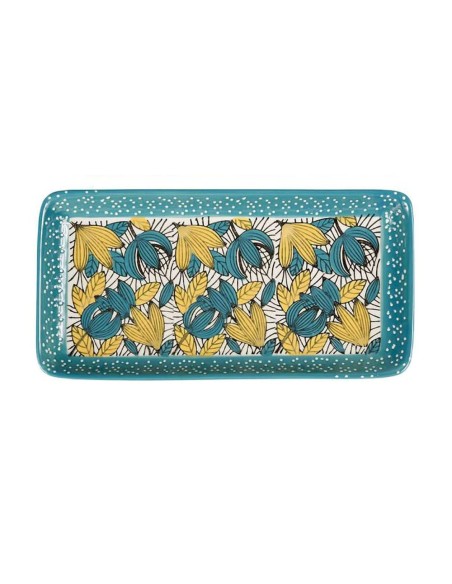Vassoio rettangolare in porcellana 25x12 Cm. turchese Sema Design