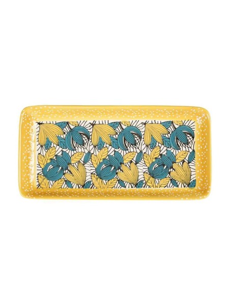 Vassoio rettangolare in porcellana 25x12 Cm. ocra Sema Design