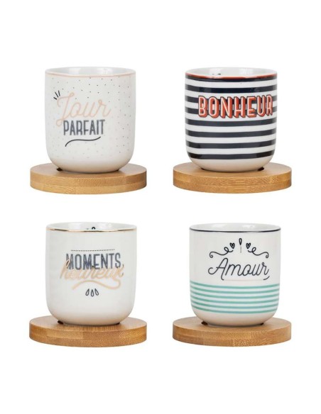 Tazzine da caff? con piattino in legno di bamb? Sema Design