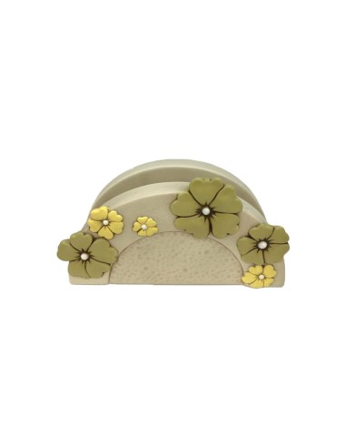 Portatovaglioli beige con Fiori Egan 10(H) cm